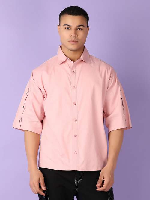men short sleeves solid casual shirt - 21542575 - Very Small Image - 1