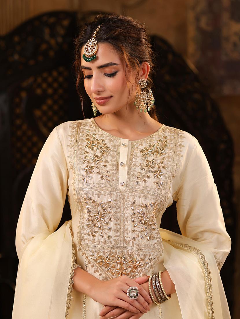 women gota patti kurta pant with dupatta suit set - 21544566 - Standard Image - 2