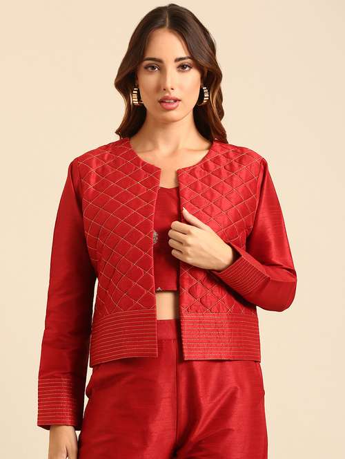 women solids long sleeve ethnic jacket - 21546814 - Very Small Image - 1