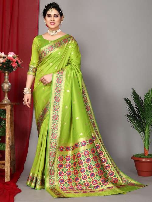 women self design jacquard work paithani saree with blouse - 21548680 - Very Small Image - 1