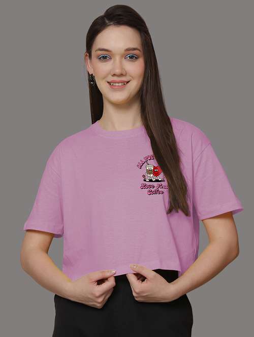 women front & back print round neck t-shirt - 21548945 - Very Small Image - 1