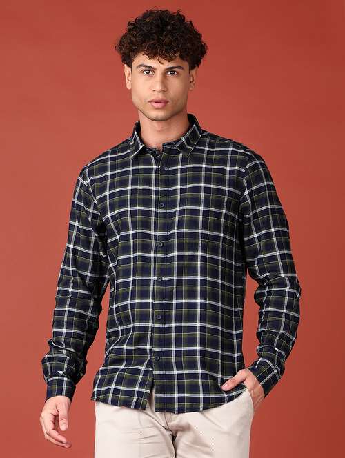 men green checks long sleeve casual shirts - 21551483 - Very Small Image - 1