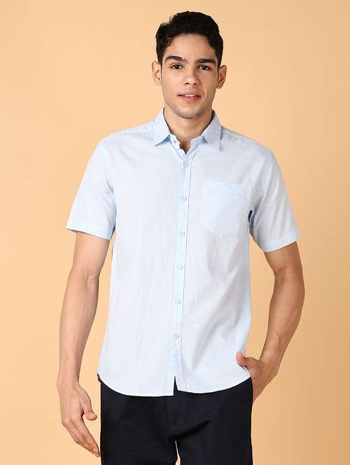 men solid short sleeve casual shirt - 21554780 - Very Small Image - 1