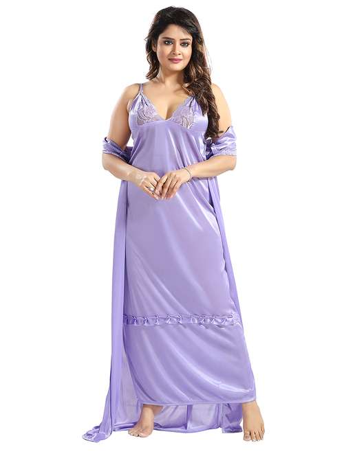 women lace detailed nighty set - 21555197 - Very Small Image - 1