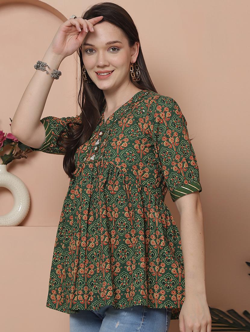 women printed short sleeve kurti - 21558053 - Zoom Image - 2