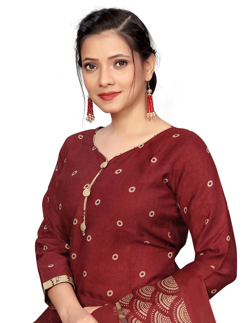 women v-neck printed suit set - 21558172 - Zoom Image - 3
