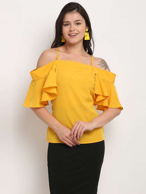 women solid shoulder strap top - 21558659 - Very Small Image - 1