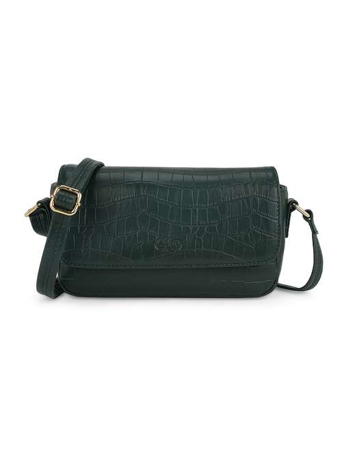 green textured leatherette sling bag - 21562366 - Very Small Image - 1