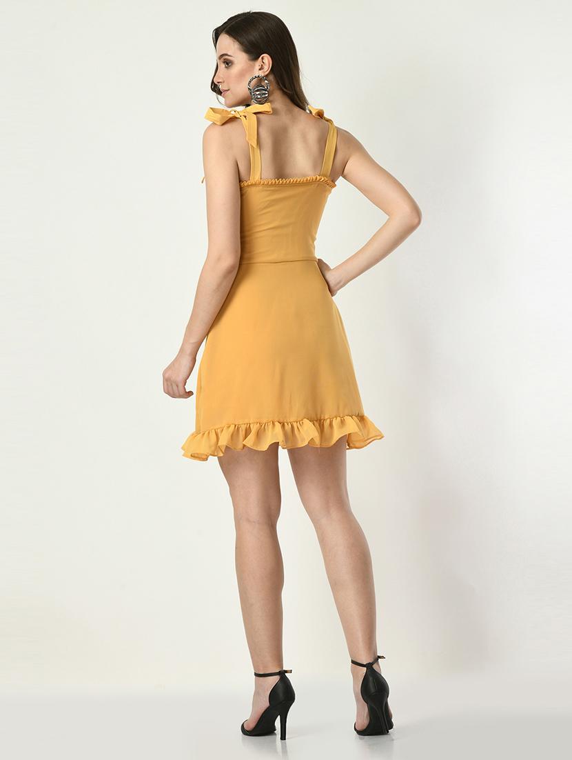 women mustard solid tiered dress - 21565508 - Standard Image - 4