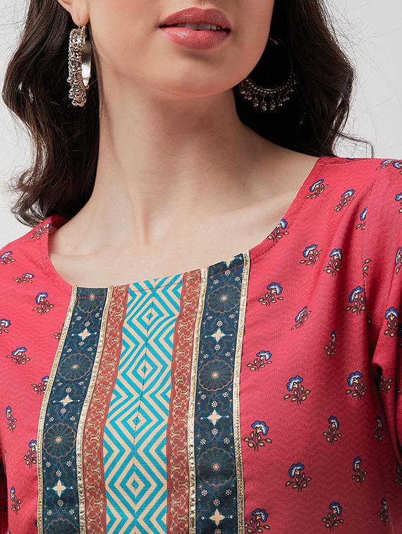 women pink floral kurta sharara set - 21567187 - Zoom Image - 5