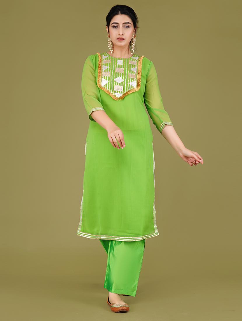 women green kurta palazzo set with dupatta - 21568137 - Zoom Image - 2