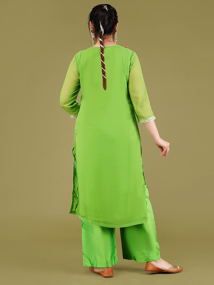 women green kurta palazzo set with dupatta - 21568137 - Zoom Image - 3