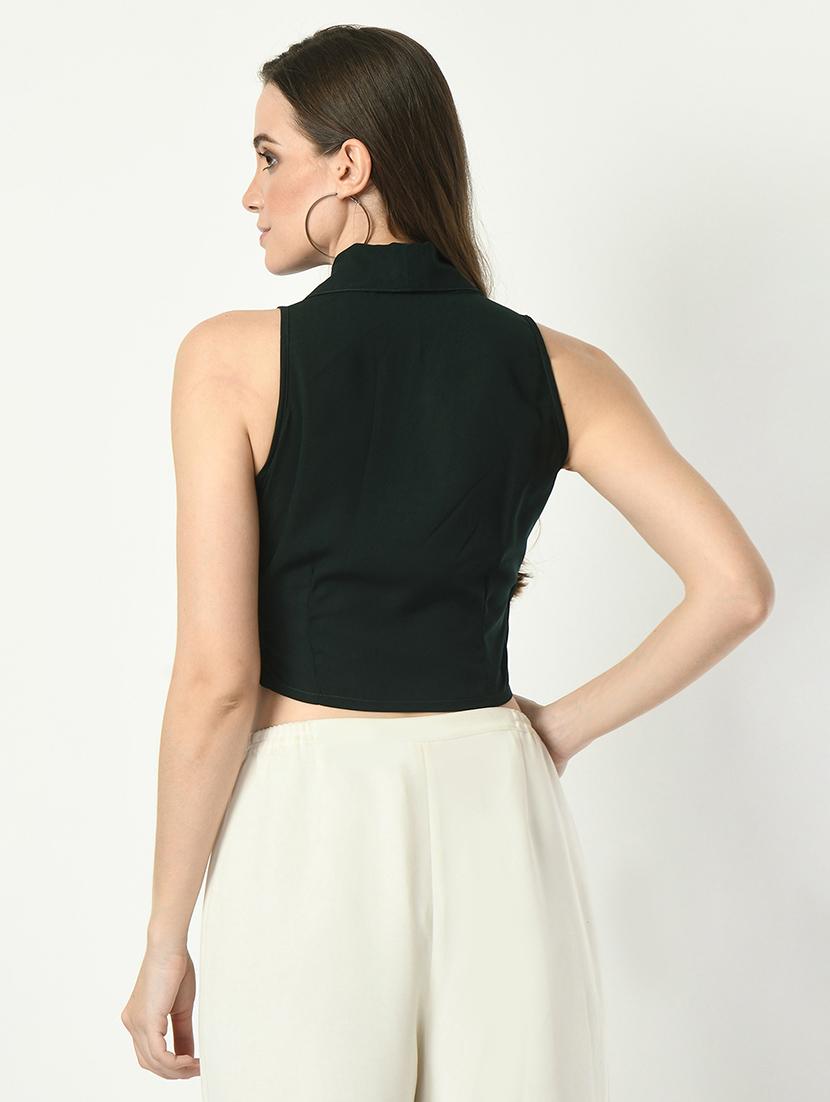 women solid sleeveless crop top - 21569492 - Zoom Image - 3