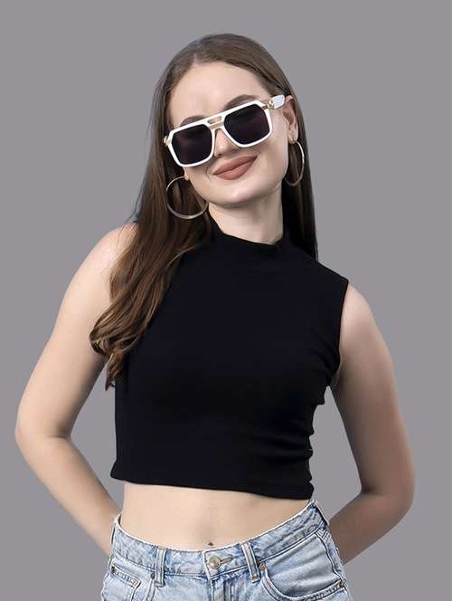 women solid sleeveless crop top - 21571377 - Very Small Image - 1