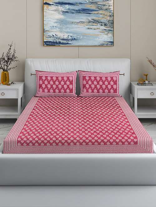 modefe 144 tc cotton 1 king bedsheet with 2 pillow covers - 21571538 - Very Small Image - 1