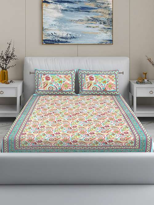 modefe 144 tc cotton 1 king bedsheet with 2 pillow covers - 21571544 - Very Small Image - 1