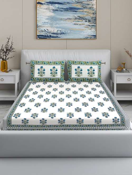 modefe 144 tc cotton 1 king bedsheet with 2 pillow covers - 21571566 - Very Small Image - 1