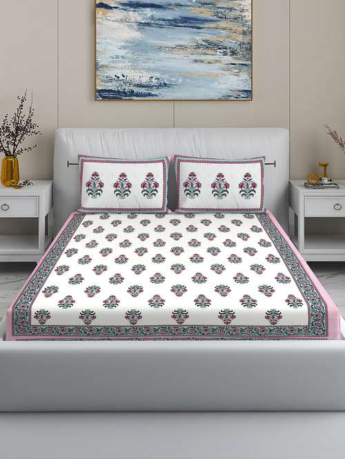 modefe 144 tc cotton 1 king bedsheet with 2 pillow covers - 21571567 - Very Small Image - 1