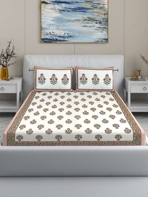 modefe 144 tc cotton 1 king bedsheet with 2 pillow covers - 21571568 - Very Small Image - 1
