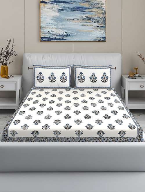 modefe 144 tc cotton 1 king bedsheet with 2 pillow covers - 21571570 - Very Small Image - 1
