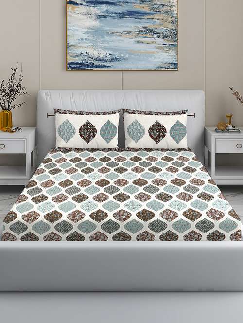 modefe 144 tc cotton 1 king bedsheet with 2 pillow covers - 21571572 - Very Small Image - 1