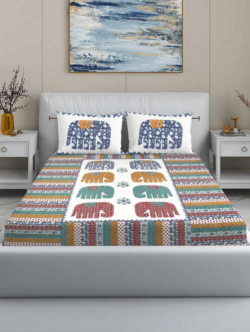 modefe 144 tc cotton 1 king bedsheet with 2 pillow covers - 21571577 - Very Small Image - 1