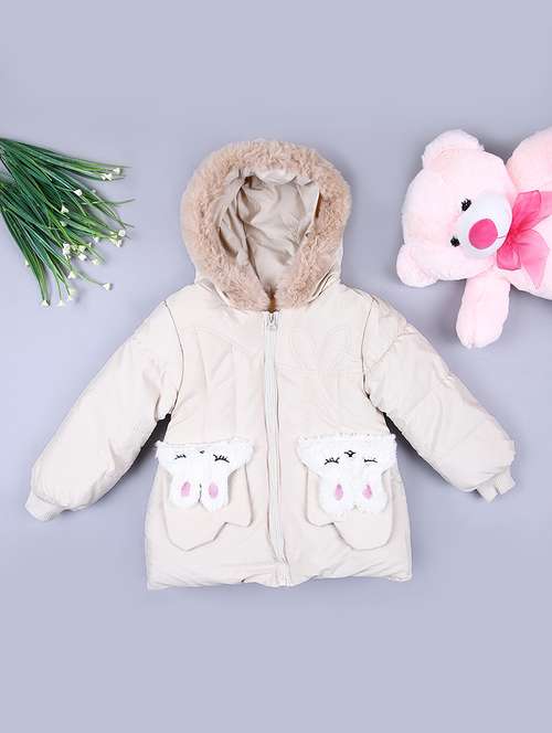 girls solid hooded quilted jacket - 21573081 - Very Small Image - 1
