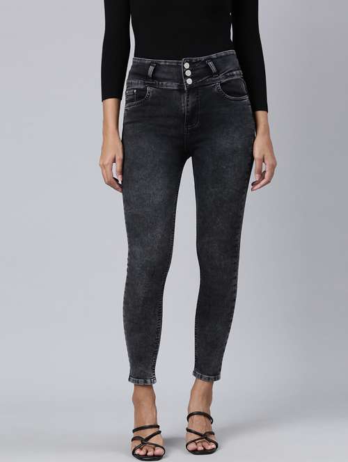 women black denim plain jeans - 21573676 - Very Small Image - 1