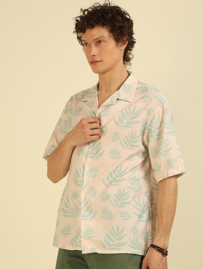 men floral printed cuban collar oversized casual shirt - 21574232 - Zoom Image - 3