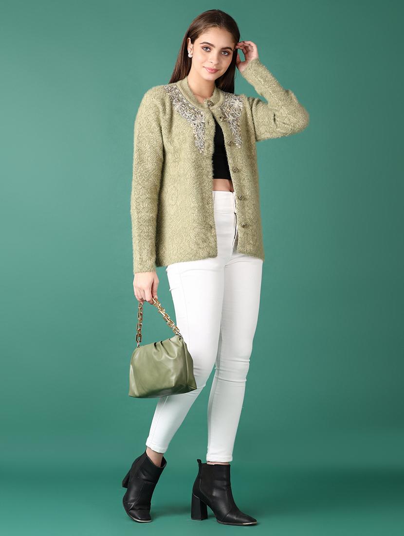 women self design long sleeve cardigan - 21575599 - Standard Image - 4