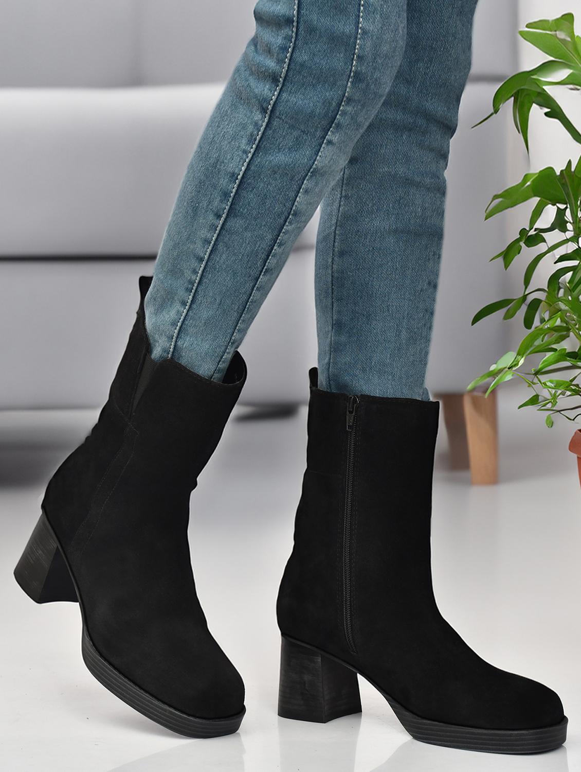 women solid ankle length boots - 21577204 - Standard Image - 4