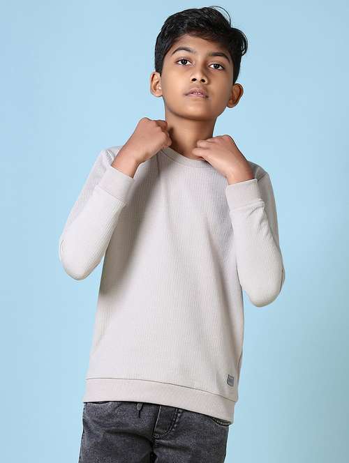 boys grey round neck long sleeve sweatshirt - 21578502 - Very Small Image - 1