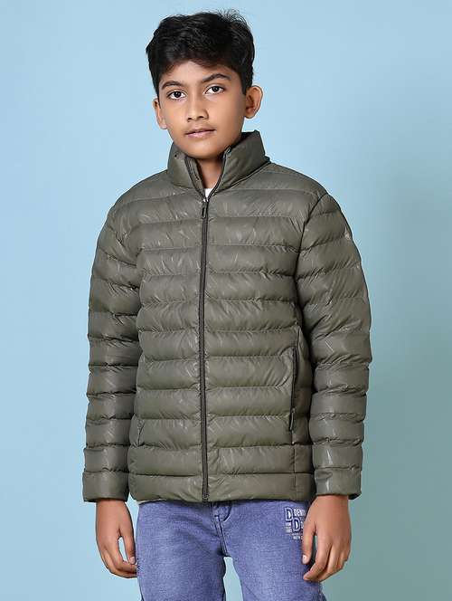 boys solid long sleeve quilted jacket - 21580106 - Very Small Image - 1