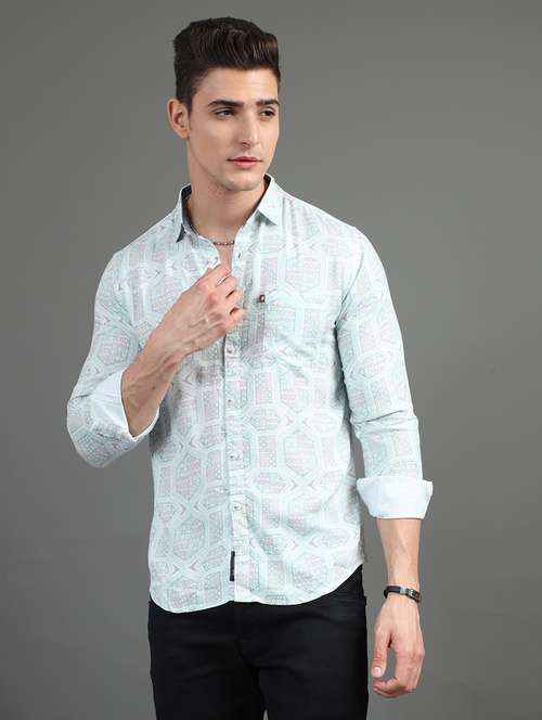 men long sleeves printed casual shirt - 21582561 - Very Small Image - 1