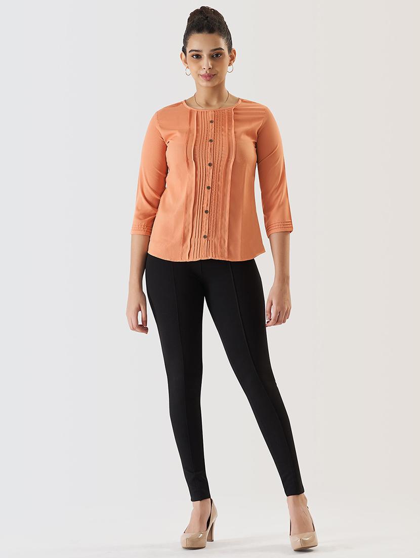 women solid three quarter sleeve regular top - 21584581 - Standard Image - 4
