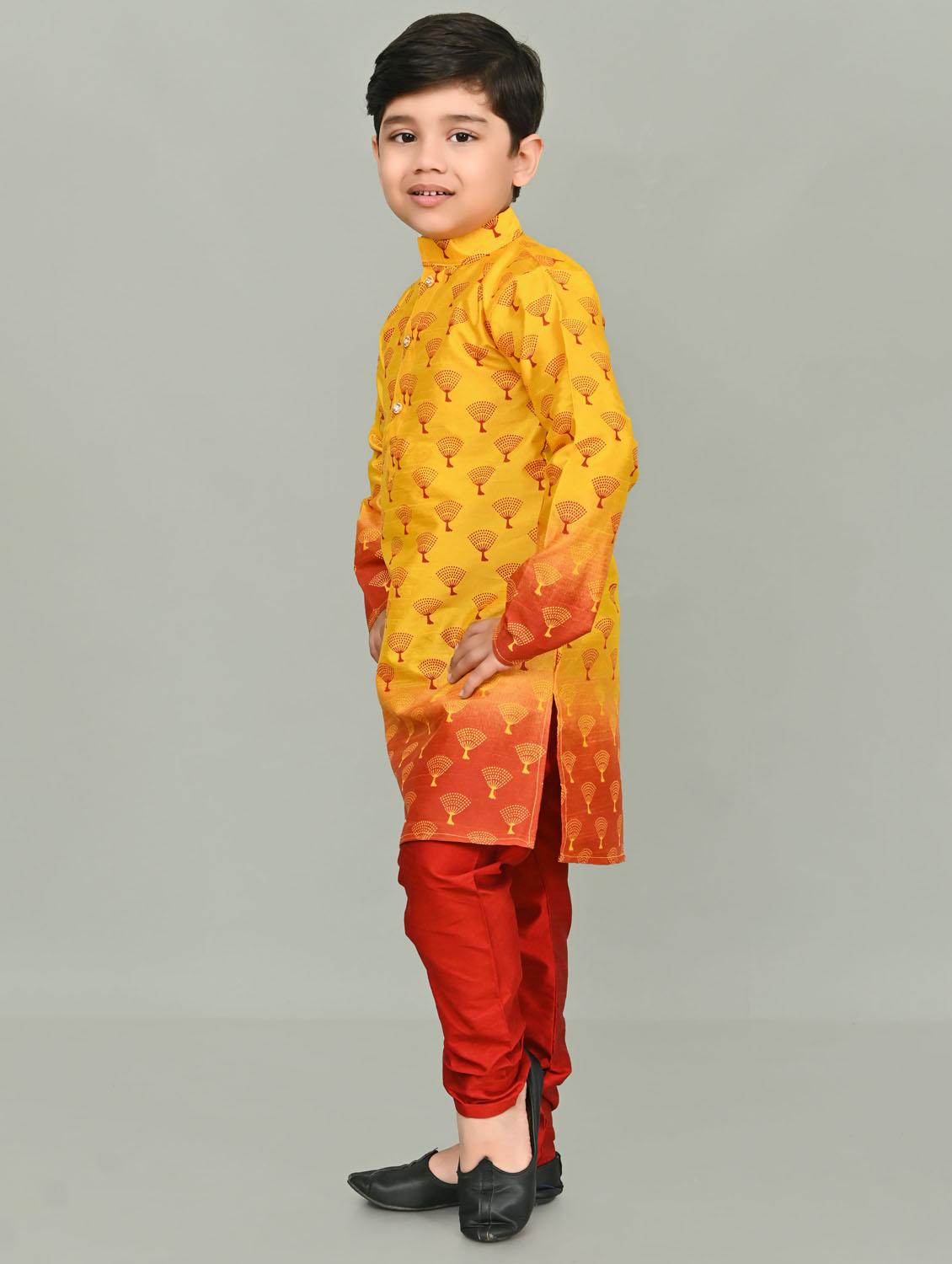 boys printed mandarin neck kurta pyjama set - 21585410 - Standard Image - 2