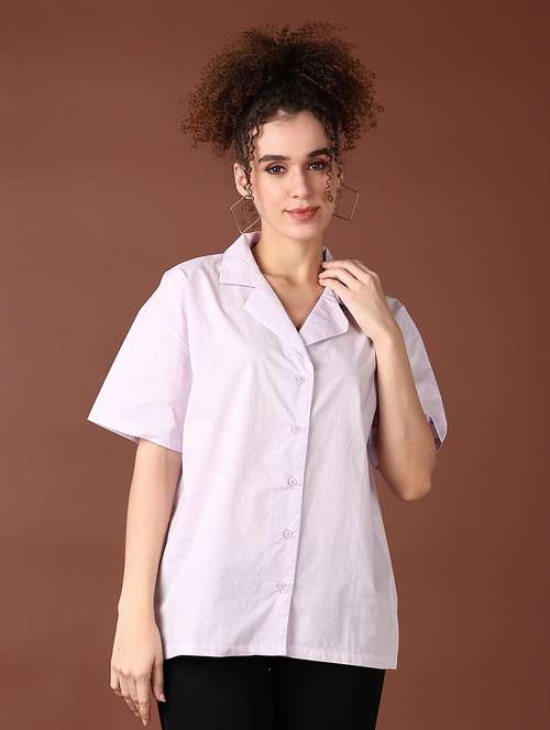 women lavender solid short sleeve shirt - 21593524 - Very Small Image - 1