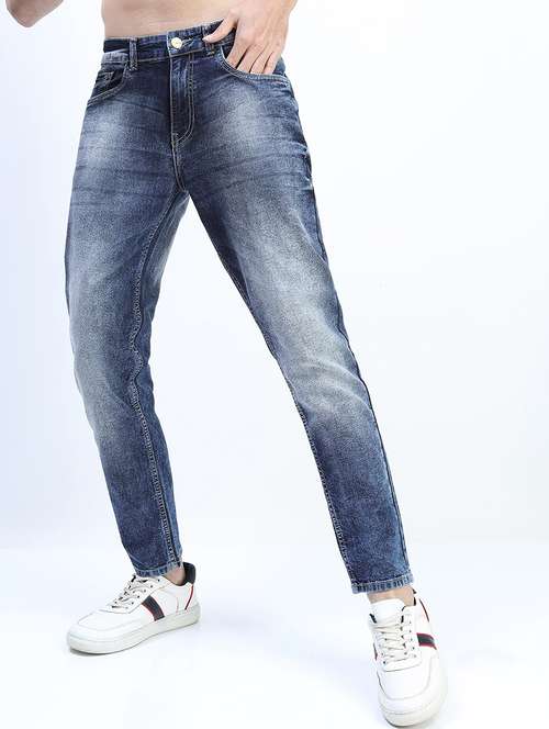 men plain slim fit mid rise jeans - 21596197 - Very Small Image - 1