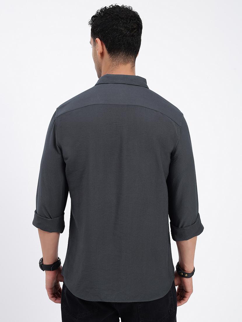 men regular fit solid long sleeve casual shirt - 21597564 - Standard Image - 3