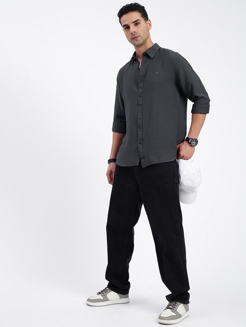 men regular fit solid long sleeve casual shirt - 21597564 - Standard Image - 4