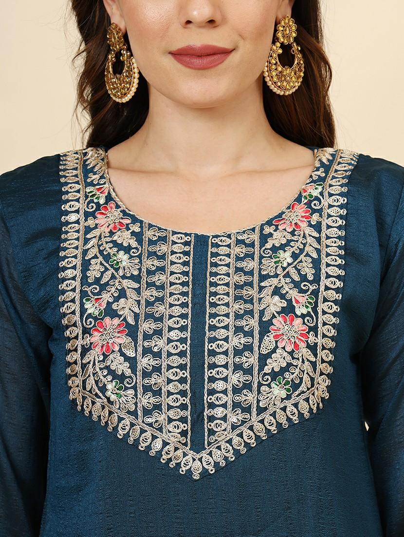 women embroidered three quarter sleeve suit set - 21597691 - Zoom Image - 5