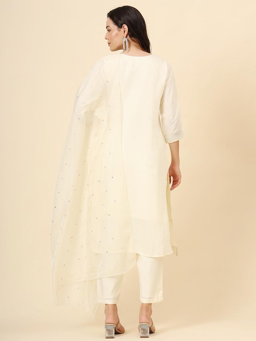 women embroidered three quarter sleeve suit set - 21597716 - Standard Image - 5