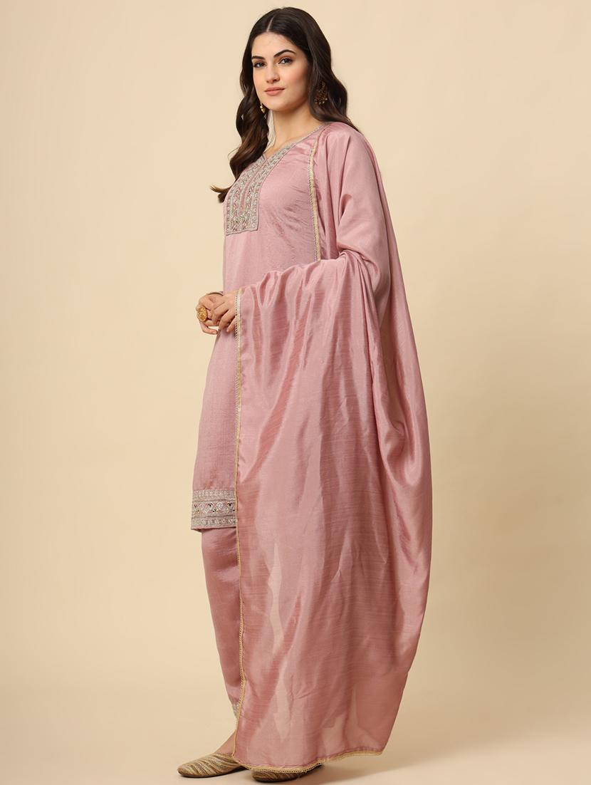 women embroidered three quarter sleeve suit set - 21597755 - Zoom Image - 2
