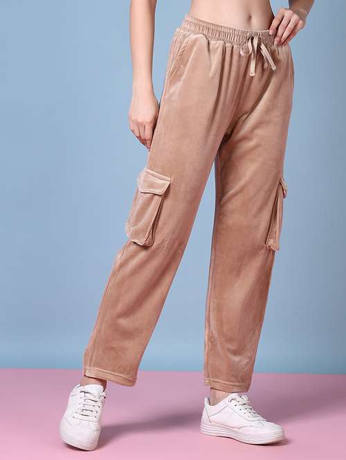 women solid mid rise cargo - 21599056 - Very Small Image - 1