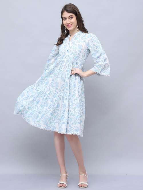 women white floral printed fit & flare dress - 21600599 - Very Small Image - 1