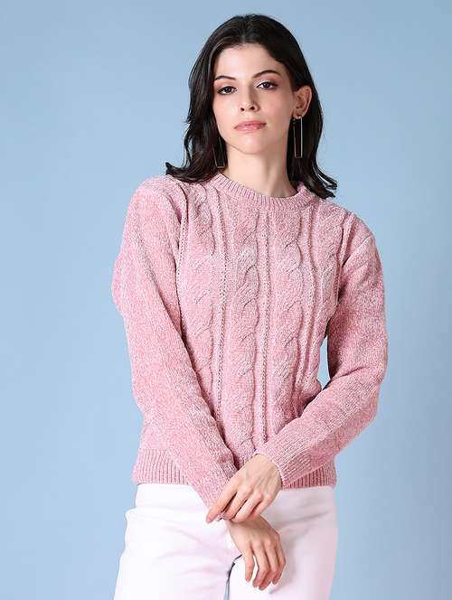 women long sleeves self design pullover - 21606546 - Very Small Image - 1