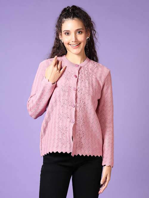 women self designed long sleeve cardigan - 21610196 - Very Small Image - 1