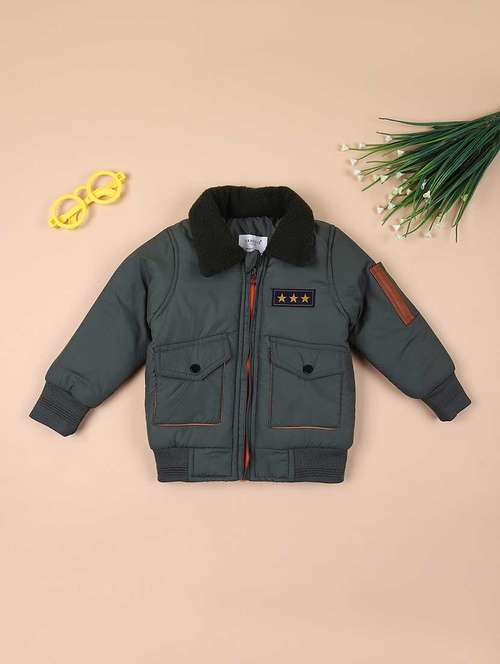 boys solid long sleeve collared jacket - 21612212 - Very Small Image - 1