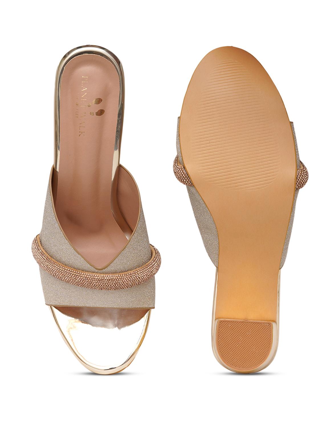 women gold block heel sandal - 21613873 - Zoom Image - 5