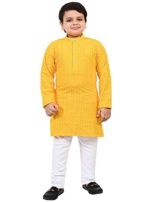 boys mandarin neck kurta payjama ethnic wear set - 21623007 - Very Small Image - 1